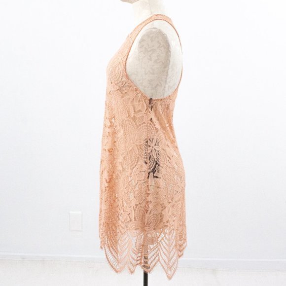 For Love & Lemons S Lace Mini Dress Short Pink Beach CoverUp Lingerie Chemise - Picture 6 of 10